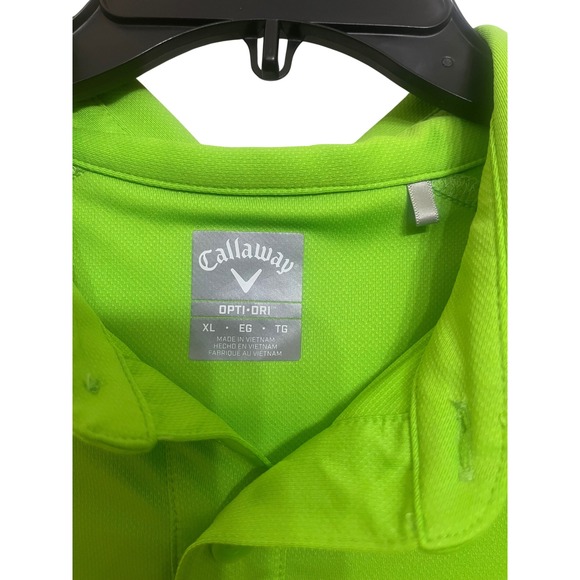 Callaway Opti Dri Golf Polo Shirt Men's XL Bright Lime Green Short Sleeve - Picture 3 of 4